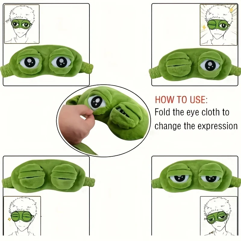 Cute frog eye mask | 3D three-dimensional big eye design | Blackout sleep aid nap artifact | Soft, skin-friendly and breathable | Essential for travel and home - view 4