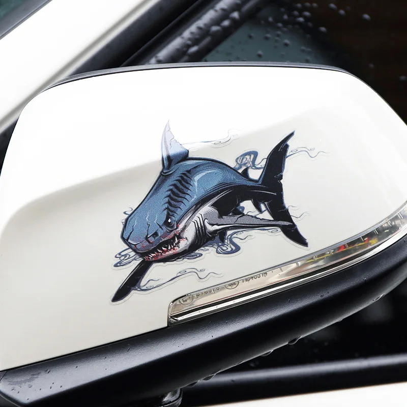 Popular New Realistic Animal Horror Shark Bear Covering Scratch Sticker Transparent Corner Shark Car Sticker Stickers Aesthetic