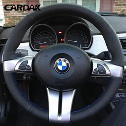Full Black Leather Steering Wheel Cover For BMW Z4 E85 E86 2003 2004 2005 2006 2007 2008