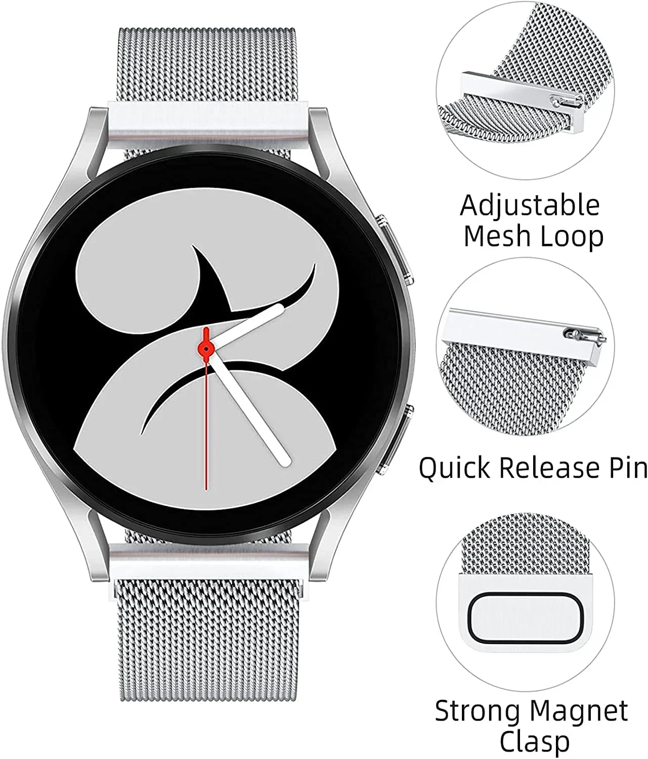 20mm 22mm Milanese Loop Strap For Samsung Watch 7 6 5 4/Amazfit GTS/GTR/Bip Metal Bracelet For Huawei Watch GT5-4-3-2-5 Pro 46mm