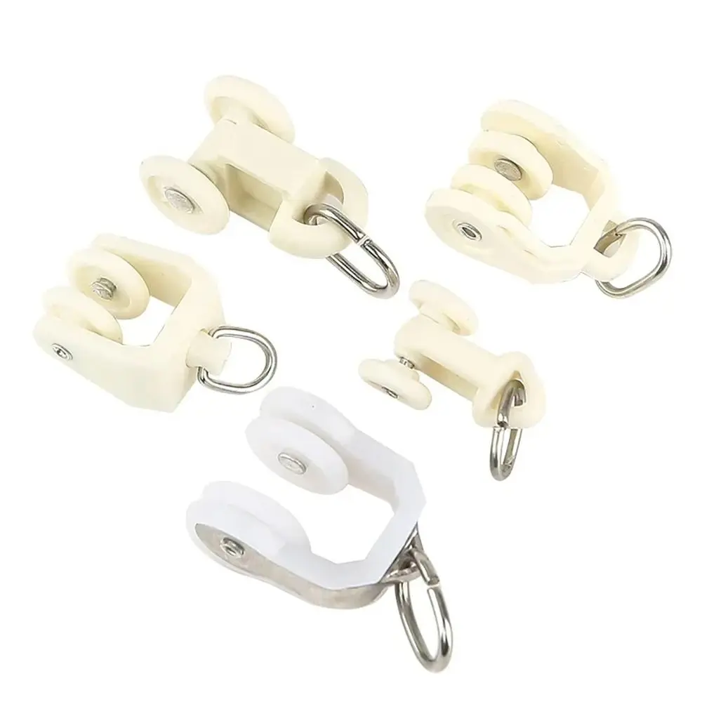 10Pcs Straight Curved Track Rollers Curtain Wheels Rail Curtains Hook Ring Slider Furniture Hardware Curtain Rod Pulley New