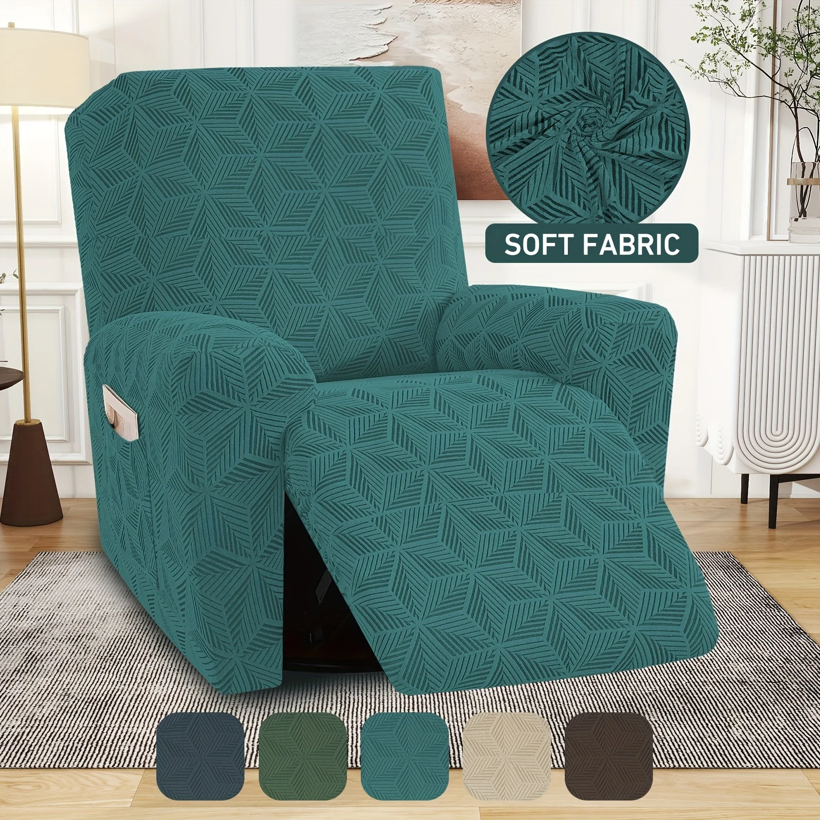 Stretchable Elastic Slipcover for a One- Sofa, Washable Spandex Couch Cover Featuring a Pocket, Soft Furniture Protector with