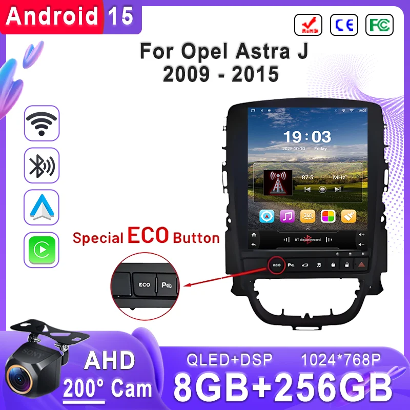 Android 16 9.7 inch For Opel Astra J 2009 - 2015 Car Radio Multimedia Video Player GPS Tesla Model Wireless Android Auto WIFI 4G