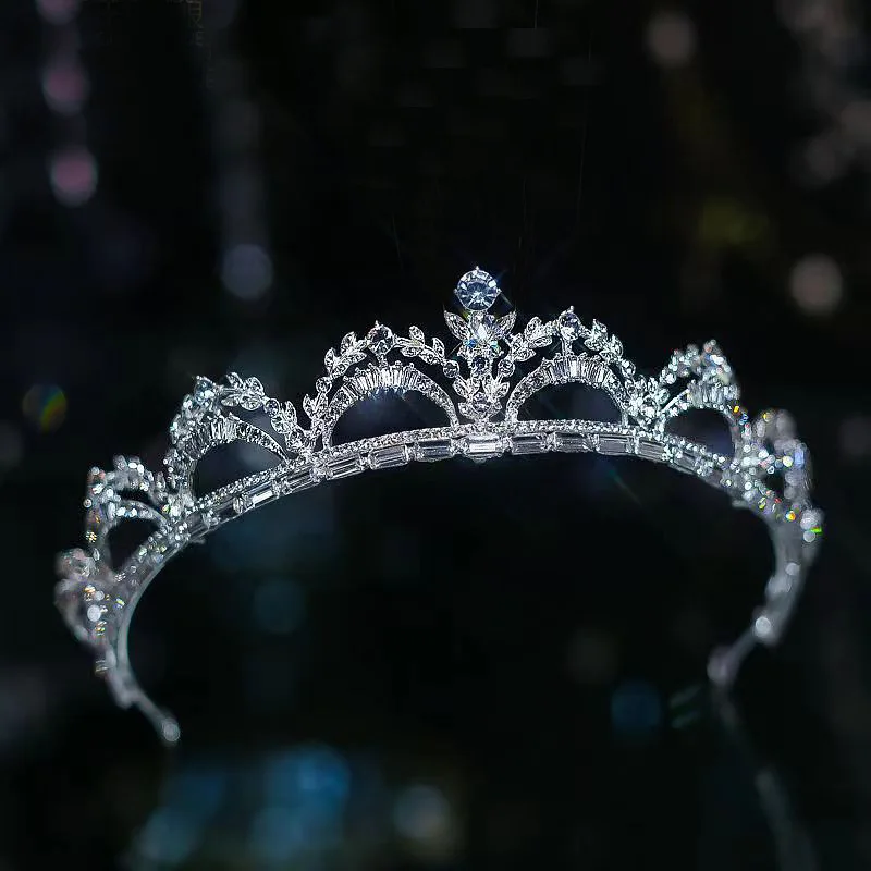 

Fashion Luxury Bridal Crowns Women Tiara Crystal Pageant Diadem Korean Bride Headband Wedding Hair Accessories Headdress Gift