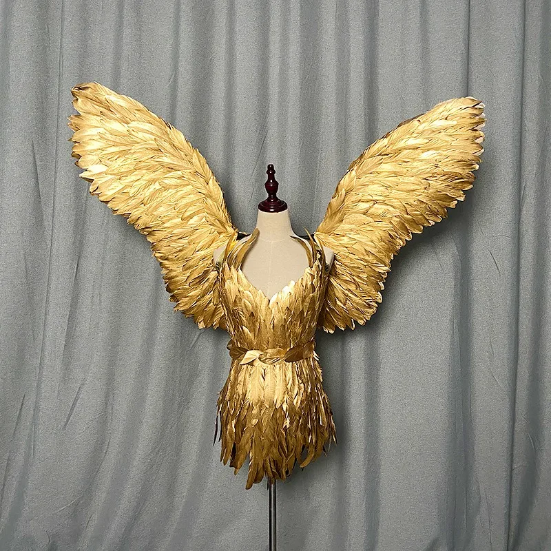 Feather wings golden swallow wings adult performance feather wings skirt performance suit atmosphere suit