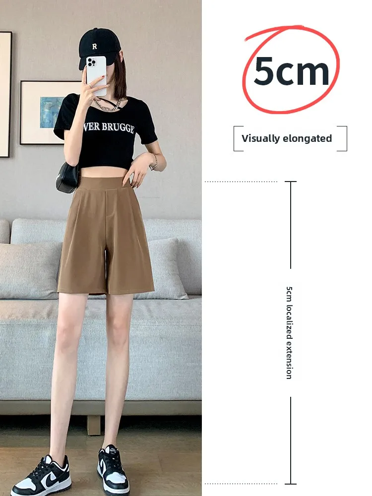 Ijs Zijde Wijde Pijpen ort Broek Dames Hoge Taille Afslanken Verhullende Dunne Sle Losse Casual Zeven Negen Lange Broek