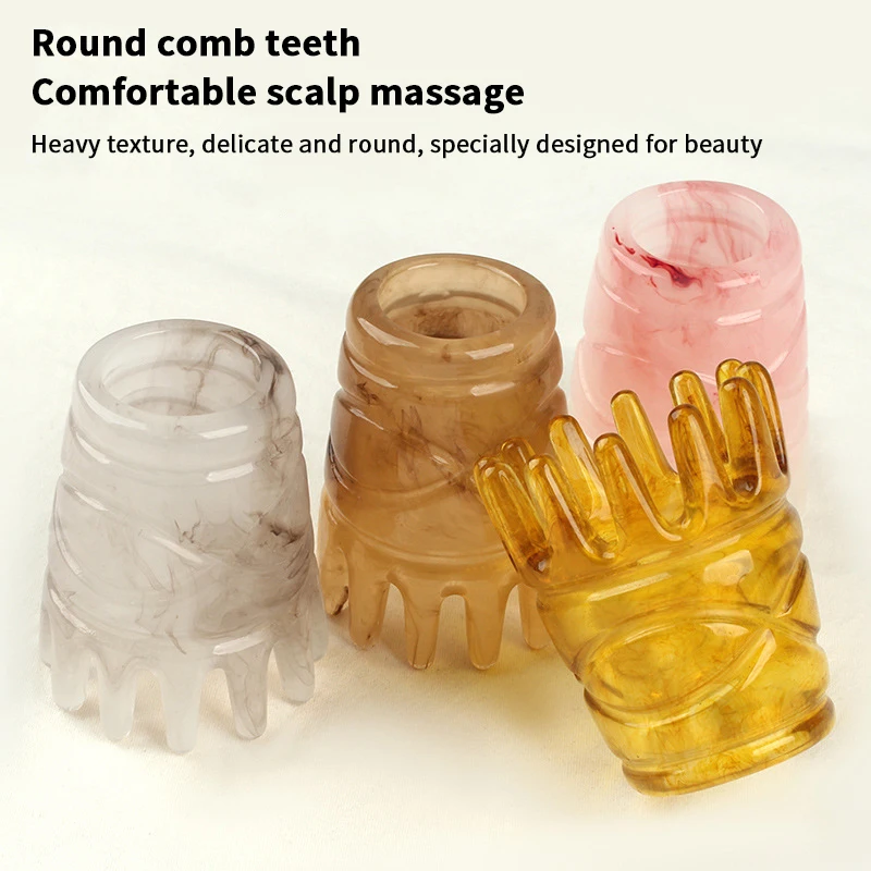 Resin Hair Scrubbing Comb Head Massager Hair Care Meridian Scraping Scalp Massage Acupuncture SPA Gua Sha Health Massage Tool