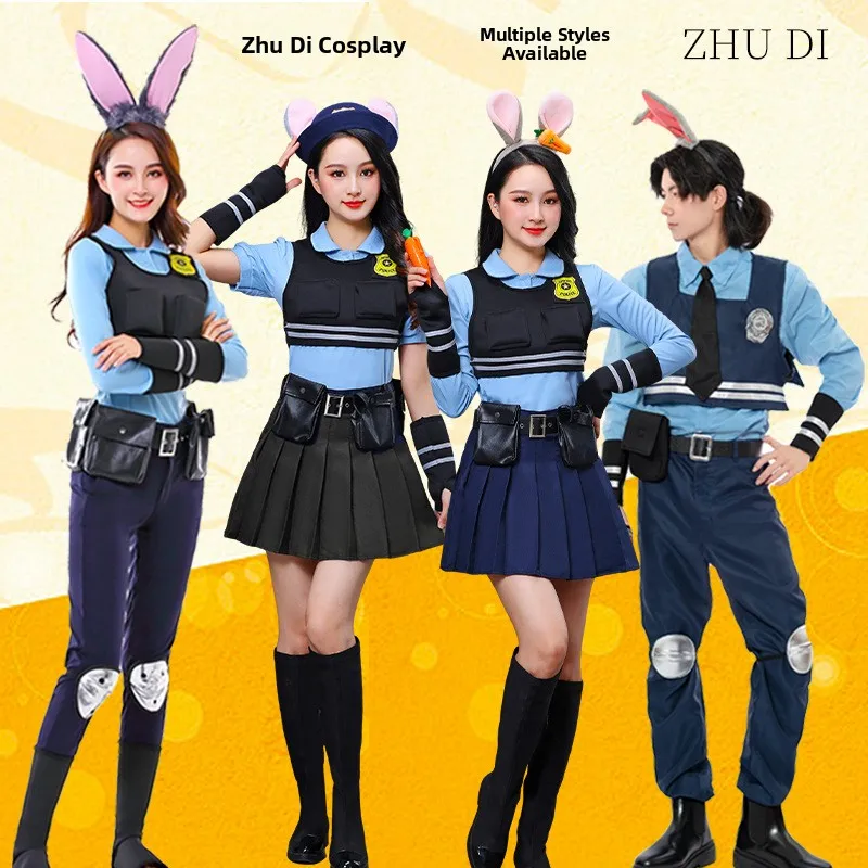

Halloween Judy Officer Rabbit Adult Cosplay Dress Set Crazy Animal City Costume Women's Traditional Chinese Clothing Stage Co...