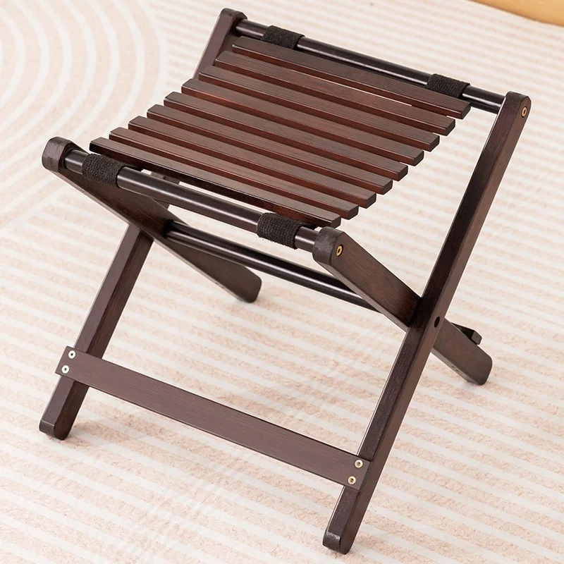 

Household Folding Wooden Stool Portable Adult Bamboo Small Chair for Low-profile Folding Bench Suitable for Living Room New