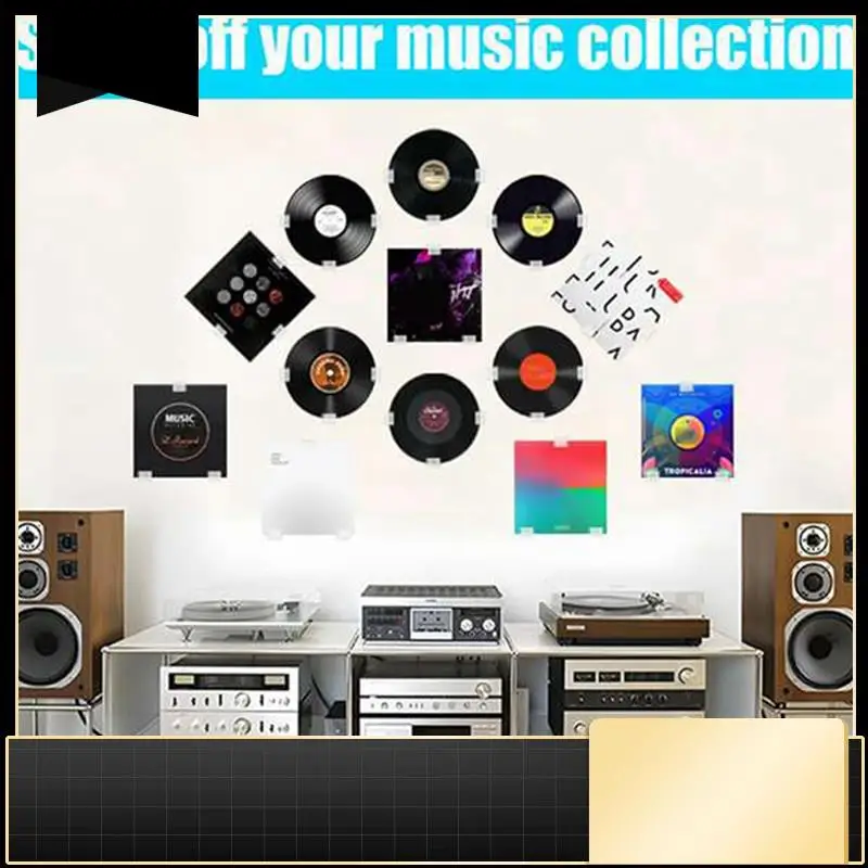 Clear Vinyl Record Display Shelf Wall Mount, 24Pcs Self Adhesive Acrylic Album Record Wall Display Holder Record Hanger-N37R