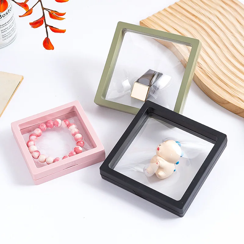 فيلم شفاف مجوهرات التعبئة مربع علقت حلقة أقراط عرض موقف حامل عملة جمع تخزين غشاء PET