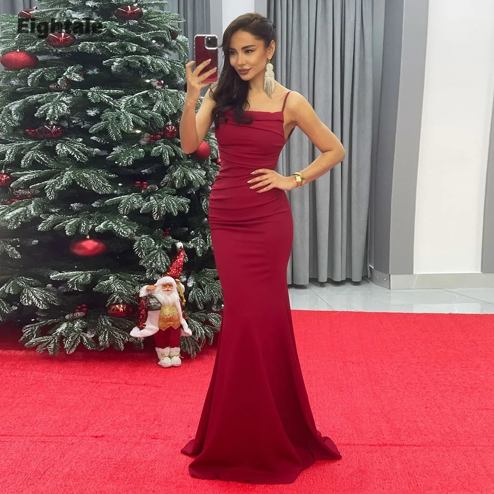 

Eightale арабское вечернее платье на тонких бретельках, платье для выпускного вечера, бордовое мусульманское платье русалки на заказ, свадебное платье