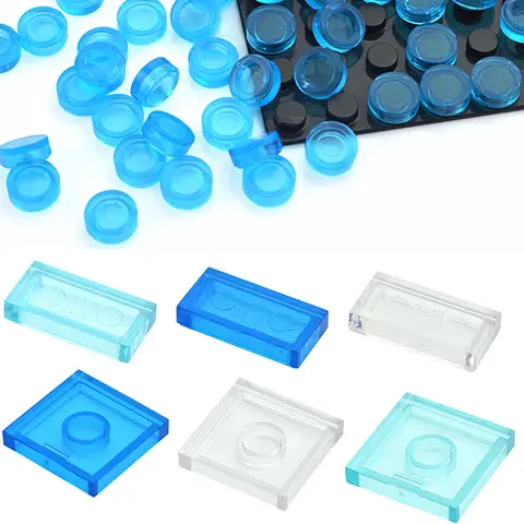 Lamp Bricks Transparent 1x1 Dot Size DIY Building Blocks Thin Figures Creative Sea water brick Compatible 4073