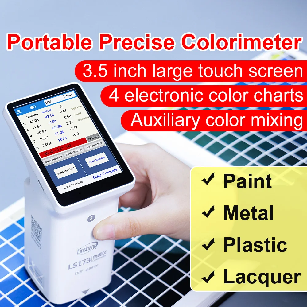 Colorimeter Portable Color Meter Handheld Colorimeter Digital Color Charts High Precision Colormeter D/8 for Paint Plastic LS173