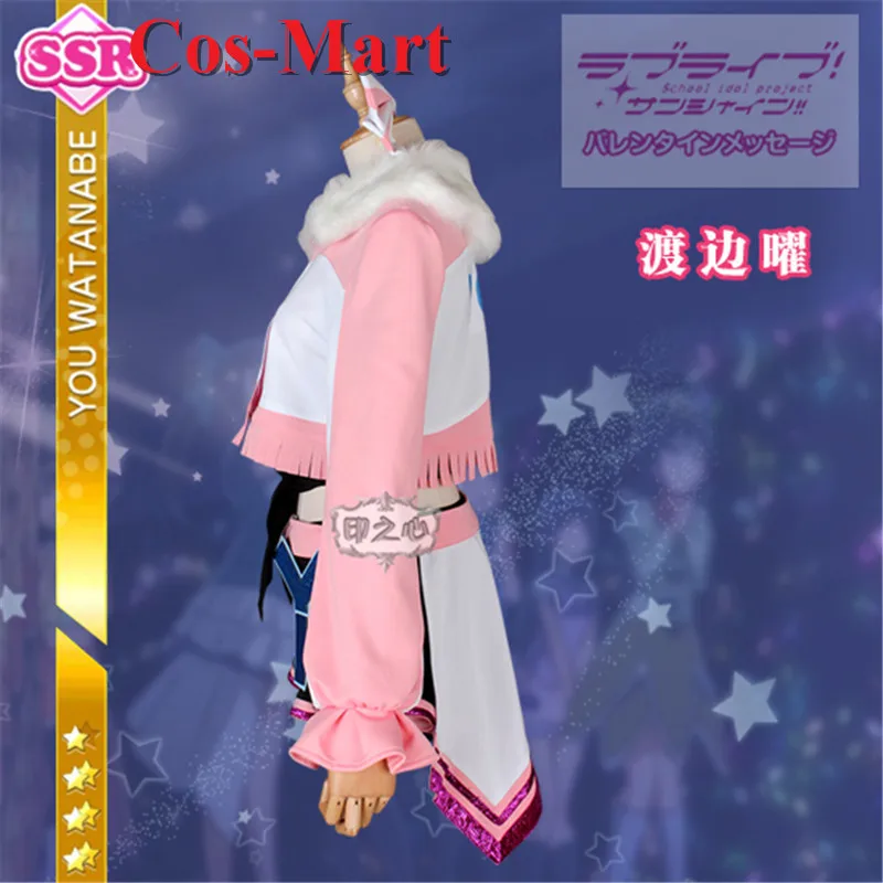 Cos-Mart Anime LoveLive Sunshine Watanabe You Cosplay Costume Miracle Wave Series Pink Dress Activity Party Role Play Clothing