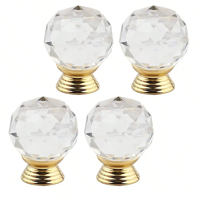 4Pcs Crystal Knob for Furniture Cabinet Kitchen Handles Drawer Knobs Dresser Handle Cupboard Pulls