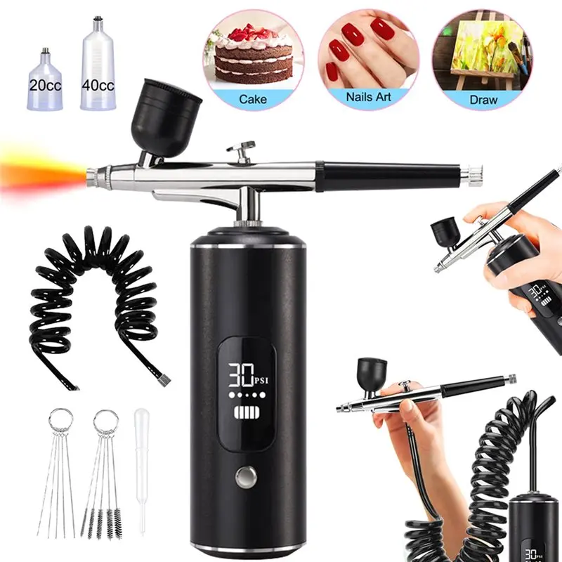 A02F-For Art Painting Mini Airbrush Portable Rechargeable Compressor For Art Craft Cake Painting