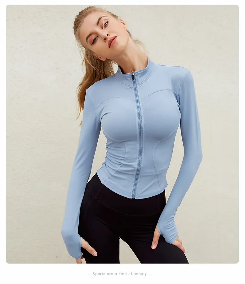 SUOTF Long Sleeve Yoga Shirt Women Zip Fitness Yoga Shirt Winter Warm Gym Top Activewear Running Coats Yoga Shirt Woman