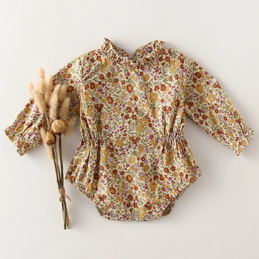 Vintage Floral Baby Girl Clothes 0-2Y Romper Jumpsuits - Fashion Linen Cotton Rompers