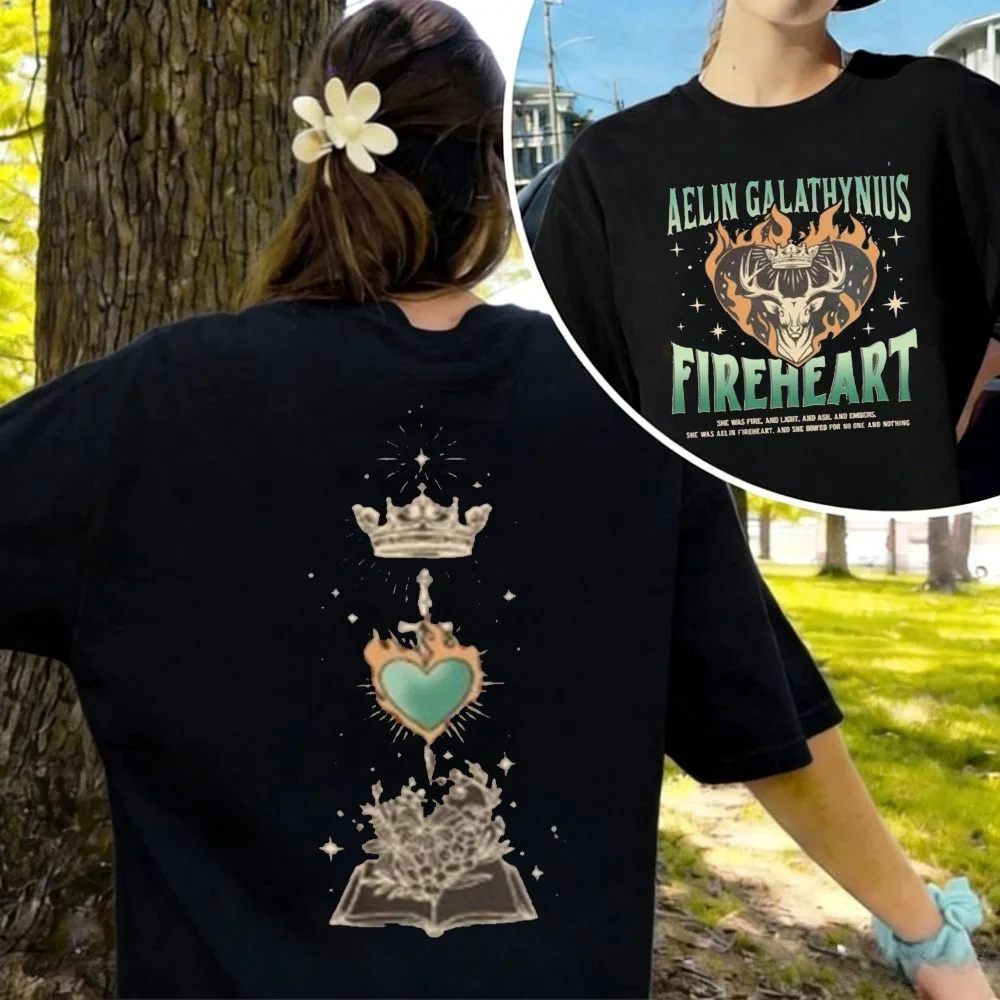 Aelin Galathynius Fireheart T Shirt Women SJM Inspire Two Sides Tops Kingsflame The Thirteen Book Merch Clothe Fashion Tops