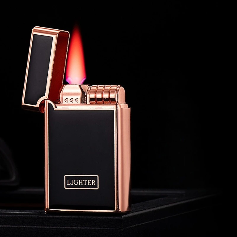 2026 Zinc Alloy Windproof Red Flame Butane Gas Lighter High Appearance Paint Process Outdoor Portable Igniter Cigarette Gifts