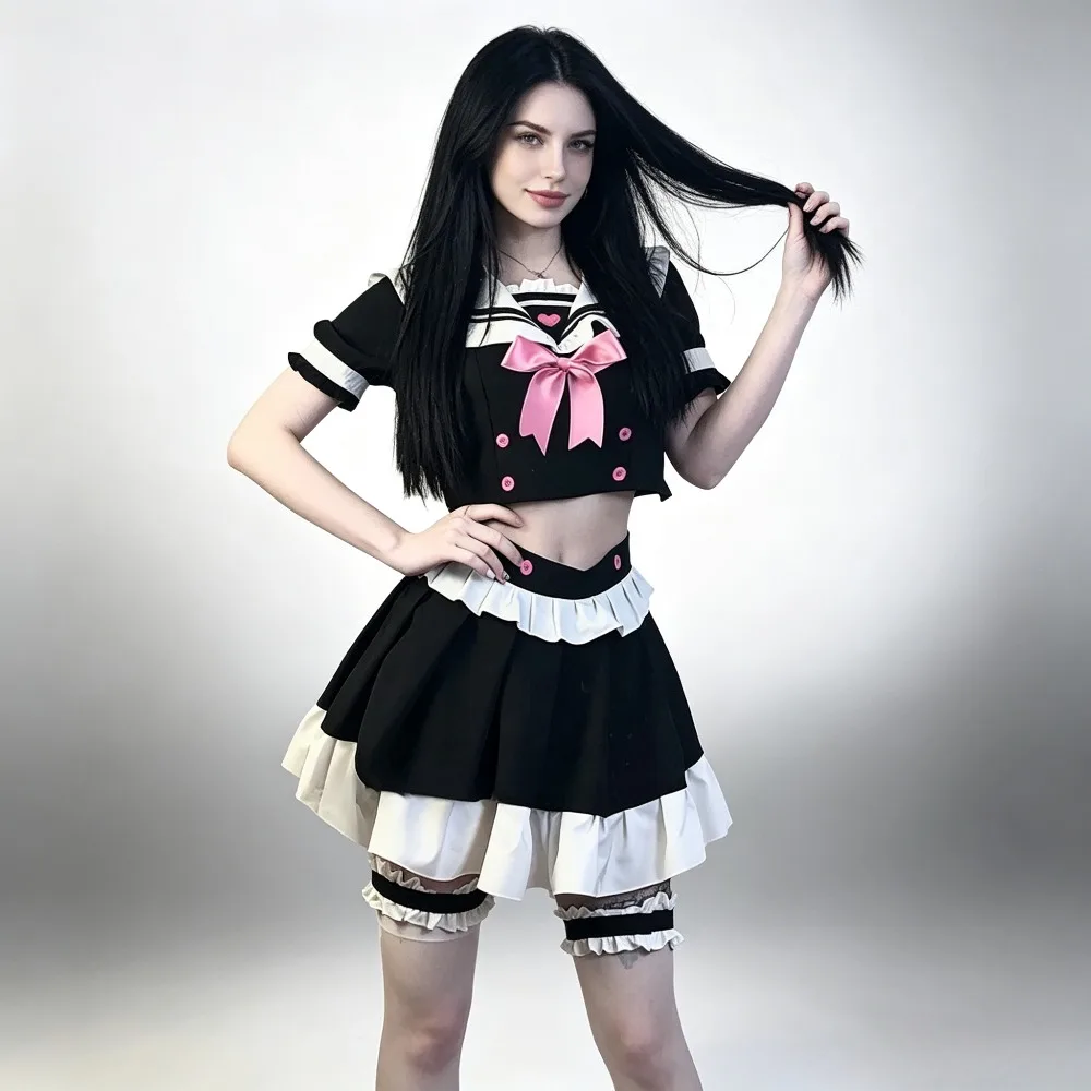 Süßes, frisches Dienstmädchen-Uniform-Set mit weichen Rüschen, Dienstmädchen-Outfit, Damenkostüm-Set für Dating, Maskerade, Mottoparty, Halloween, Cosplay