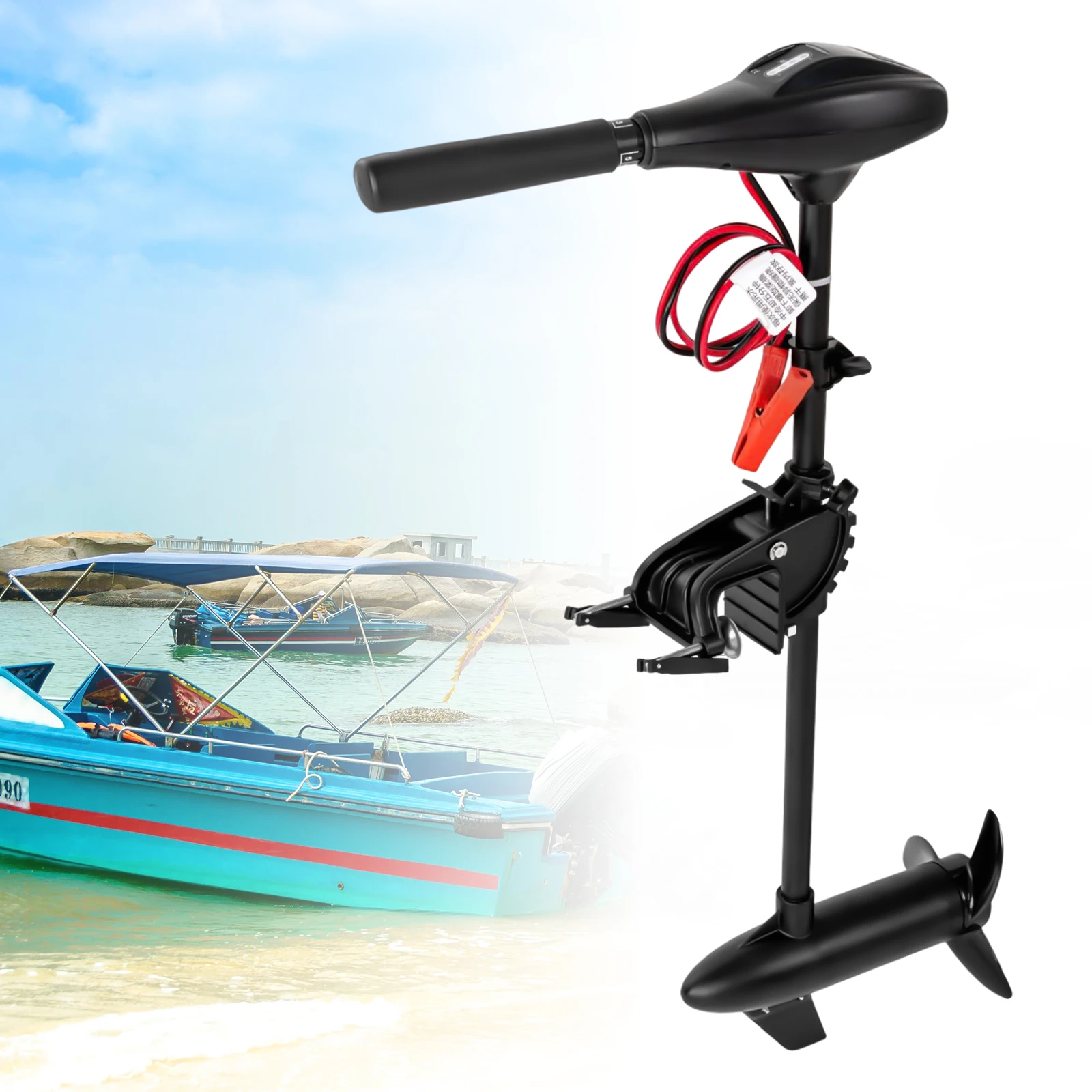 408W 40lb Electric Trolling Motor, Kayak Trolling Motor Thrust Outboard Motor Electric Boat Motor for Inflatable  Fishing Boat