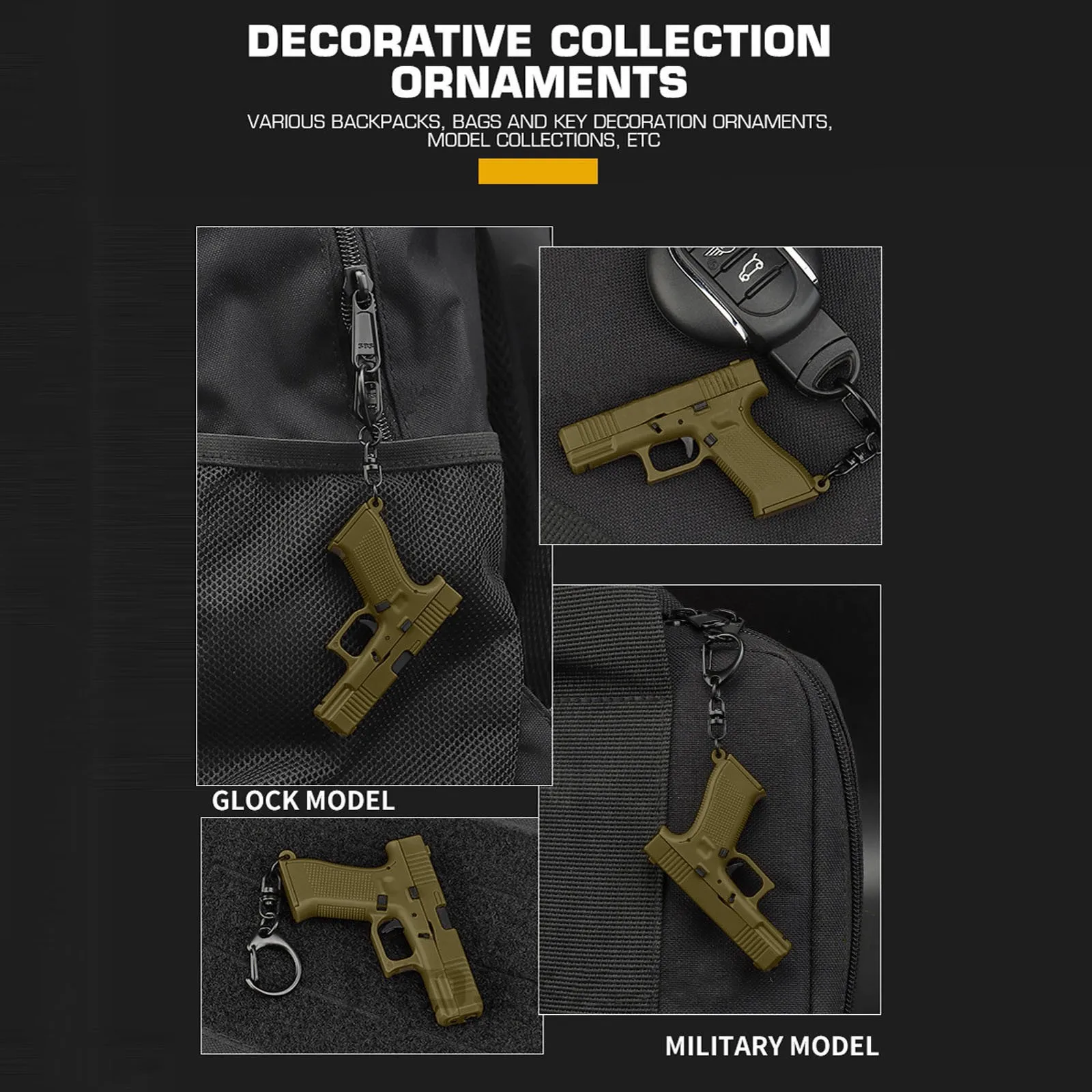 1 قطعة سلسلة المفاتيح على شكل مسدس سحر نموذج واقعي مجلة قابلة للإزالة ، نموذج مسدس مصغر