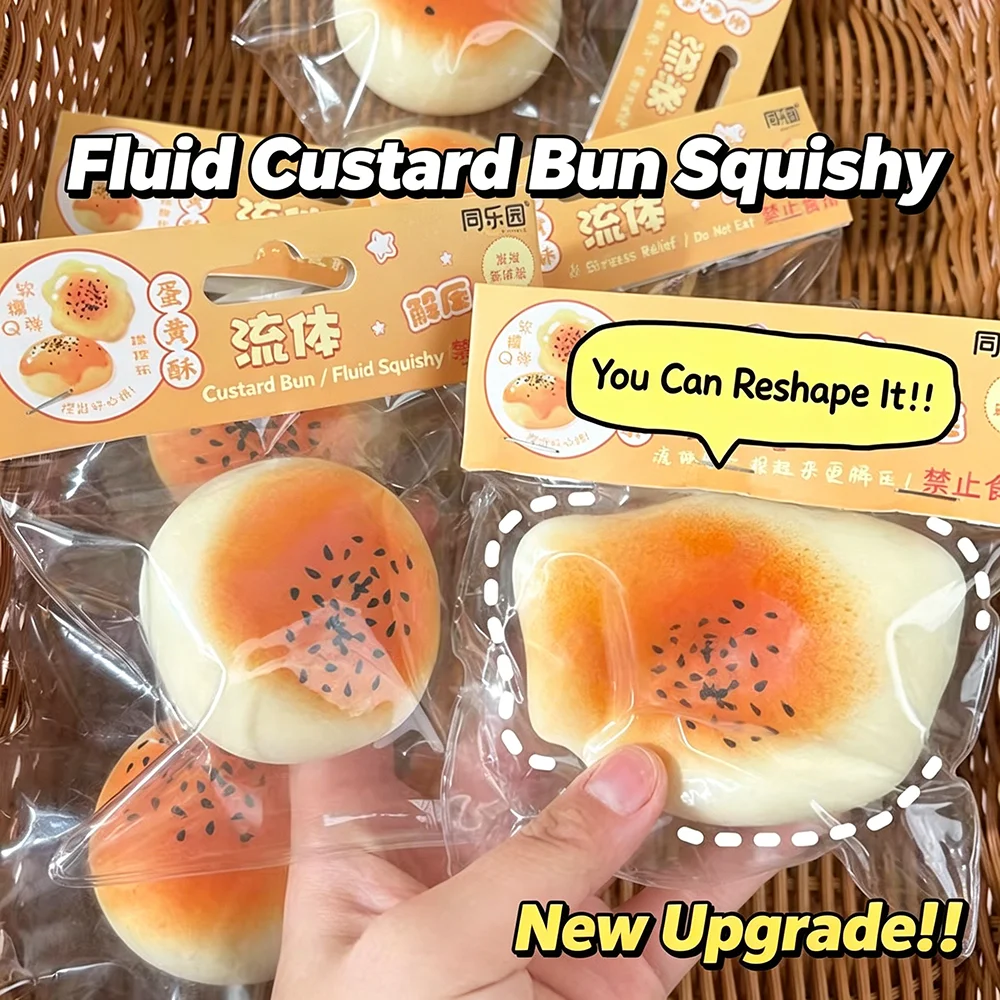 Fluid Egg Yolk Pastry Squishy Toy Slow Rising Thick Soft Fidget Toy Stress Relief ASMR Decompression Desktop Prank Ornament