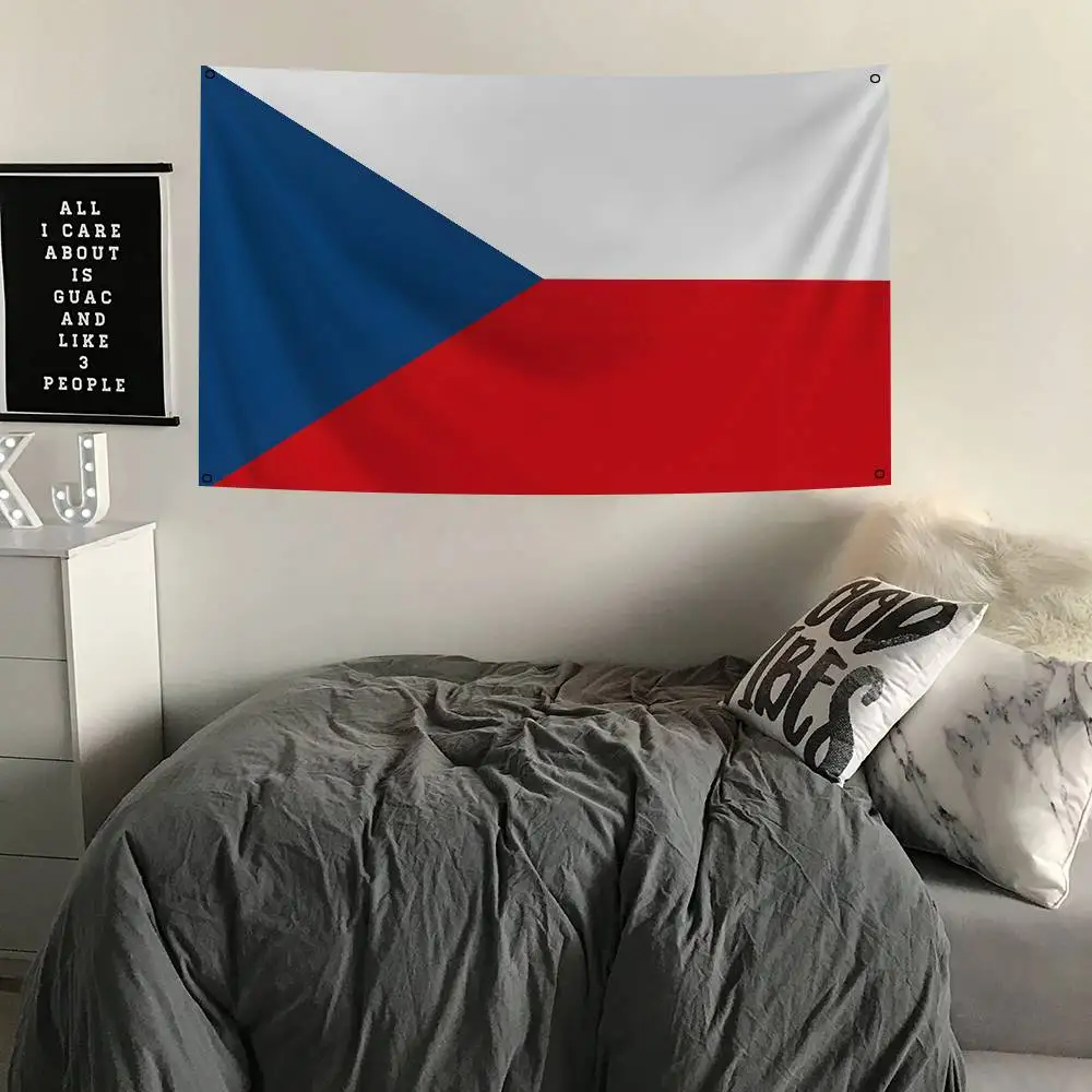 Banner mit tschechischer Republik-Flagge, Vierloch-Flagge, Polyester, Outdoor-Dekoration, Raumästhetik