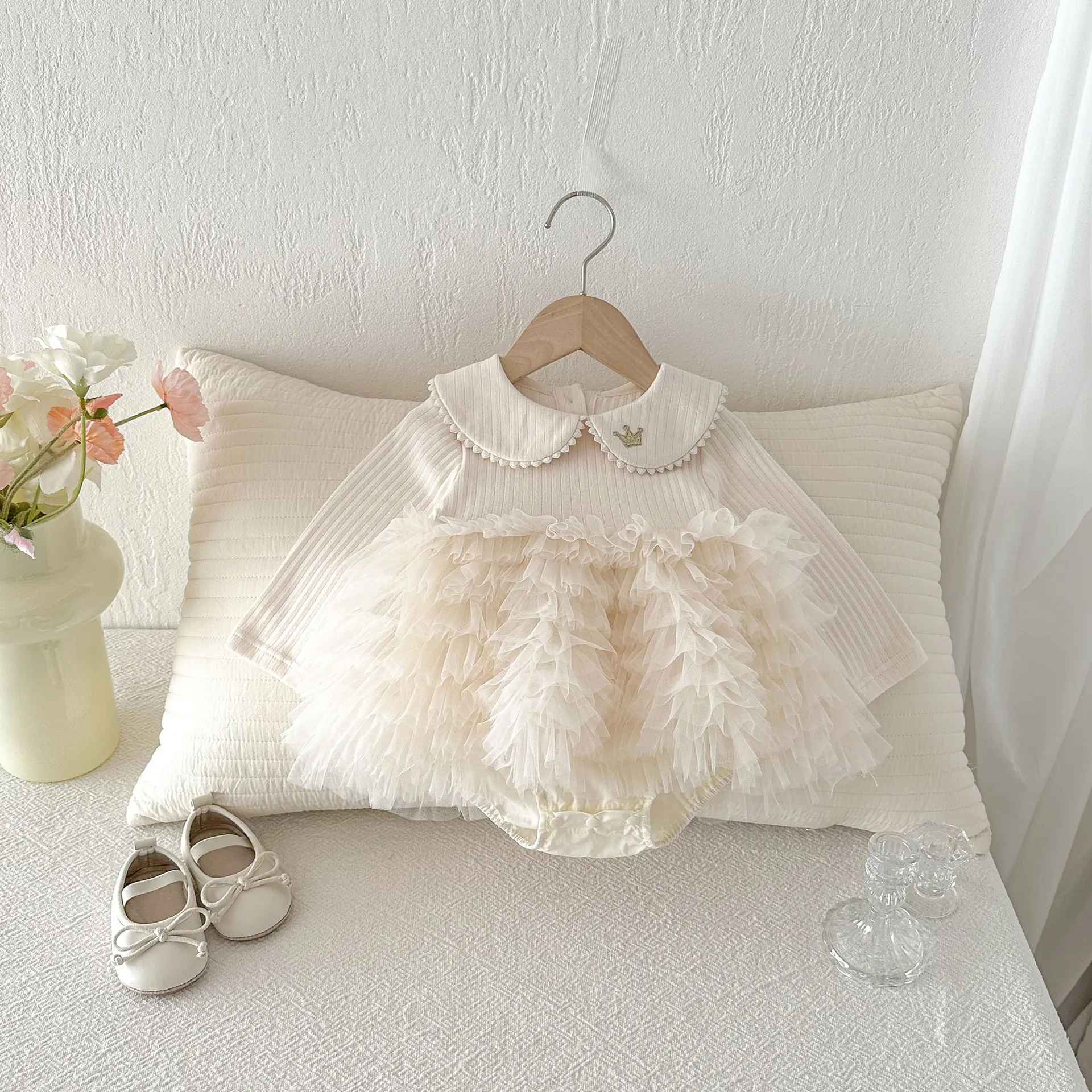 LILIGIRL Baby Clothes 2026 Spring and Autumn New Baby Girl's Romper Skirt Banquet Princess Dress Guaze Skirts