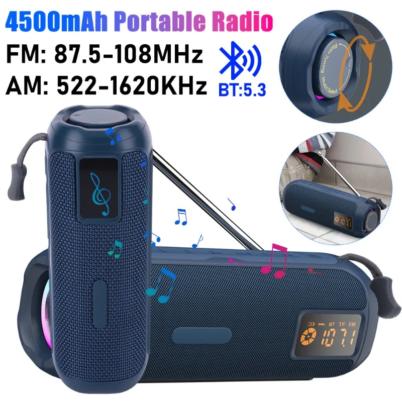 20W พร้อมจอแสดงผล Bluetooth-ลําโพง AUX TF Card ใส่ AM วิทยุ FM สําหรับ Home Shower กลางแจ้งชายหาด