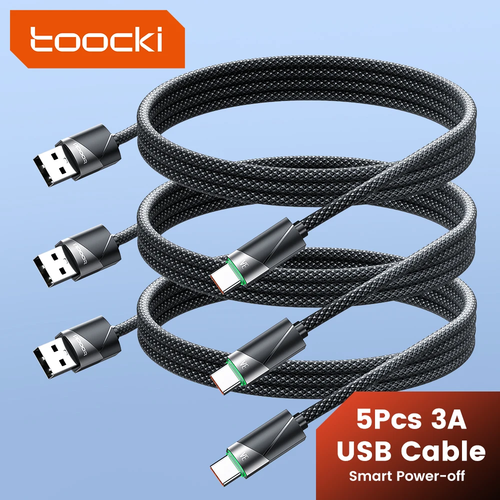 

Toocki USB-кабель 3A Smart Power-off QC 3.0 Кабель для быстрой зарядки типа C для Xiaomi 12 13 Huawei Mate 60 50 40 Pro Samsung S23 S24
