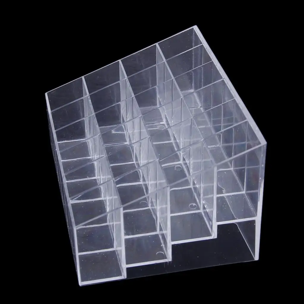 Acrílico Batom Display Rack, unha polonês, Maquiagem Stand, 24 compartimentos