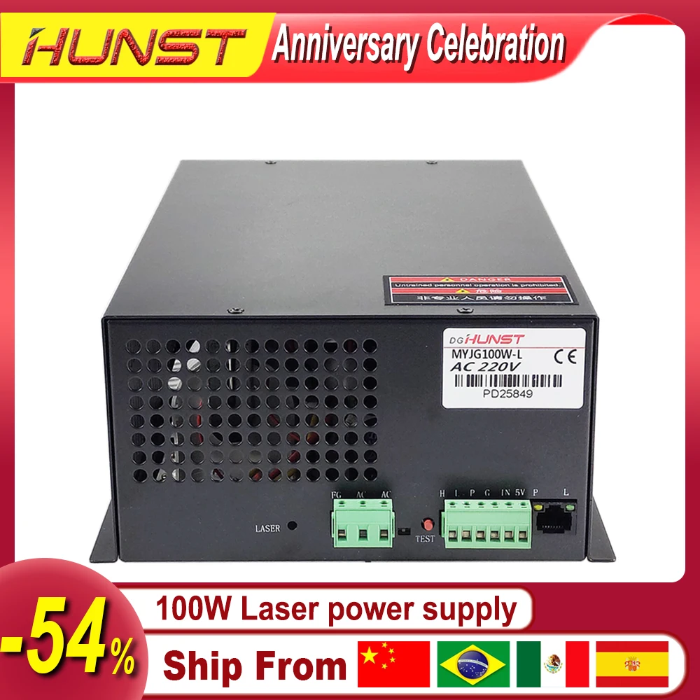 Hunst CO2 Laser Power Supply MYJG-100W for 80W 100W Laser Cutting and Engraving Machine