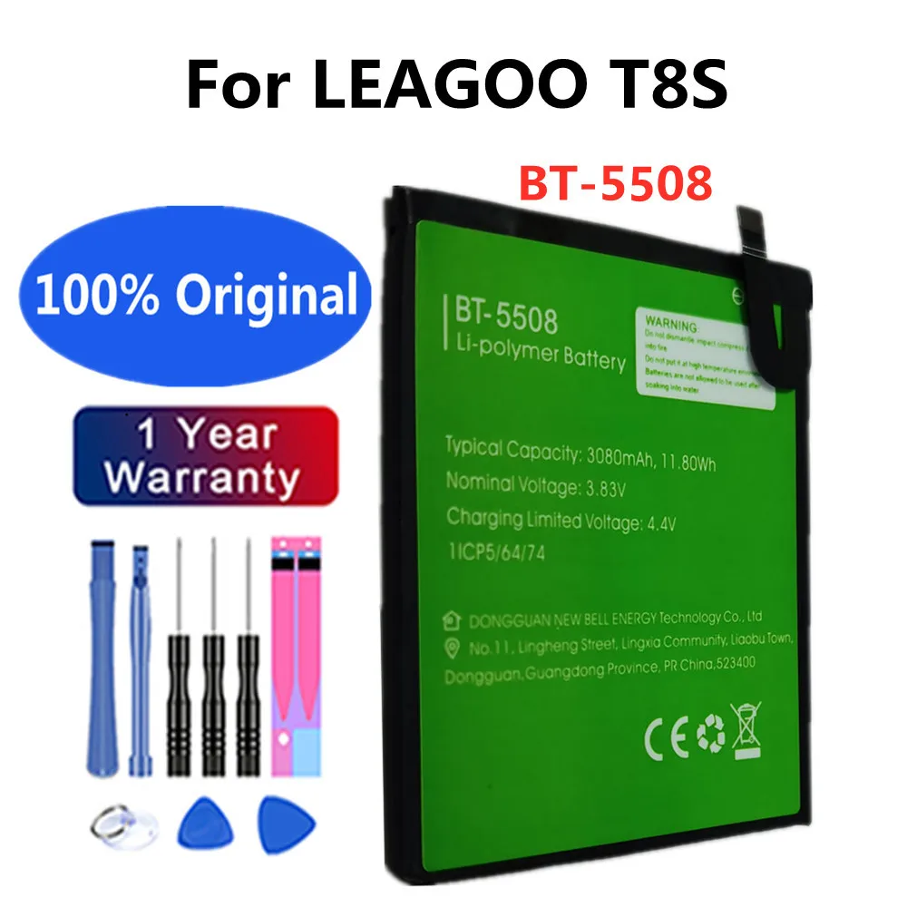 

New Original BT5508 Replacement Battery 3080mAh For LEAGOO T8S SmartPhone Batteries BT-5508 Genuine Li-ion Battery + Tool Kits