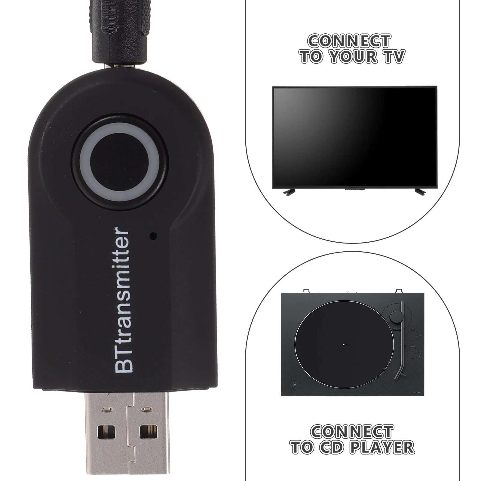 

Portable USB Powered 3.5mm Audio Transmitter for Stereo Speaker Headset Mp3 Mp4 Wireless Audio Transmitter