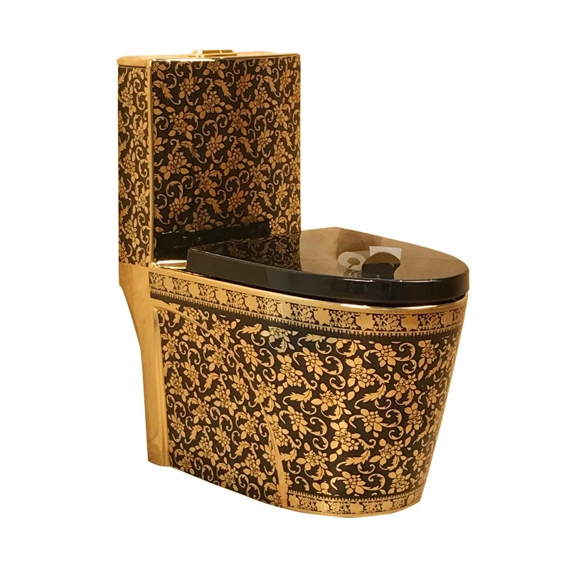

Black gold toilet, toilet seat, personalized toilet, flushing toilet