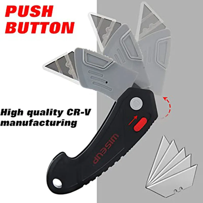 WISEUP Multifunction Folding Knives Portable Pocket Knife Electrician Utility Knife With 5pcs Blades Paper Cutter DIY Hand Tools