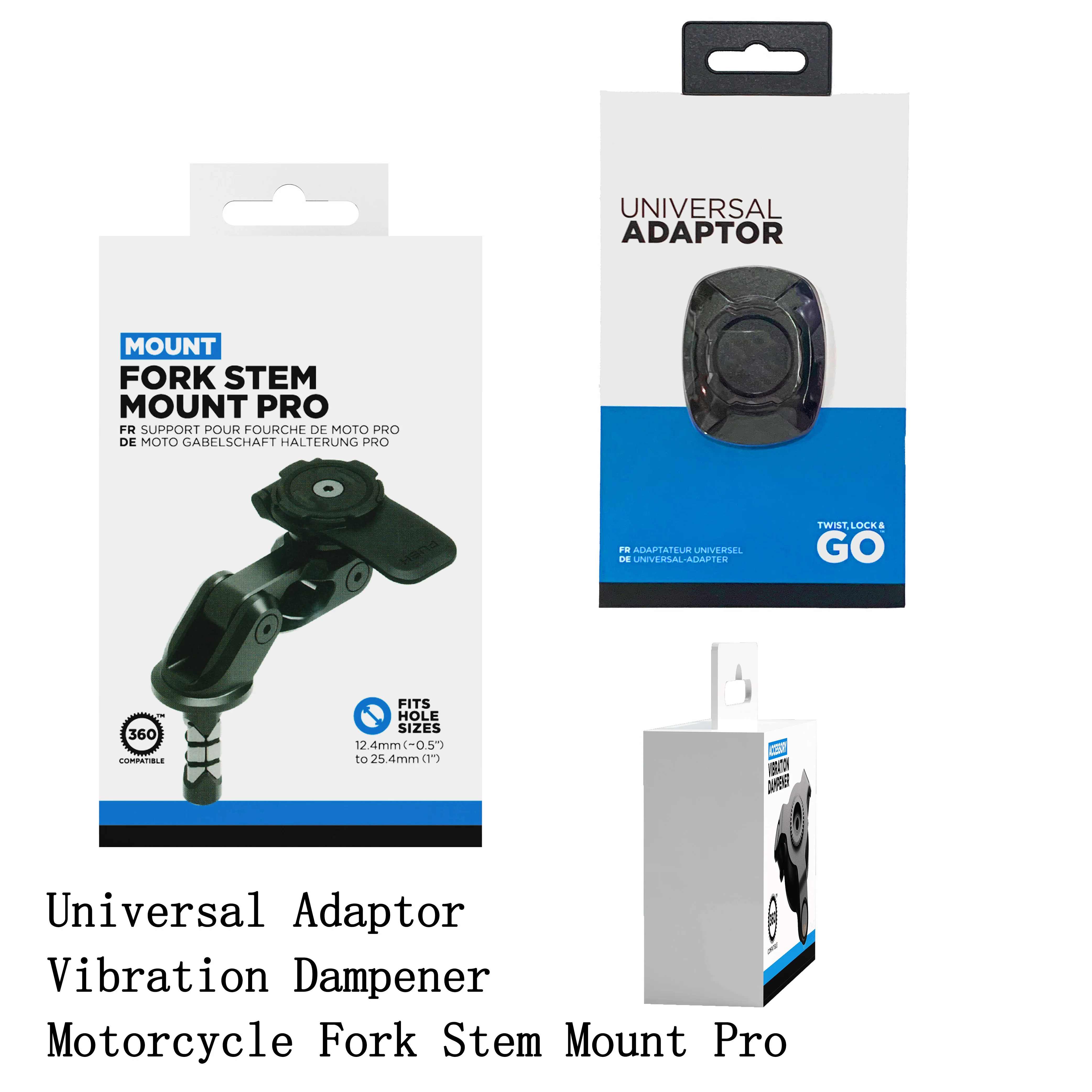 

Motorcycle Phone Bracket Kit-Motorcycle Fork Stem Mount Pro+Vibration Dampener+Universal Adaptor