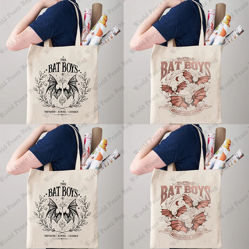 1 pc The Bat Boys  Vintage Acotar Bookish pattern Women's Reusable Shopping Bag, Best Gift For her, Trendy Folding Shoulder Bag