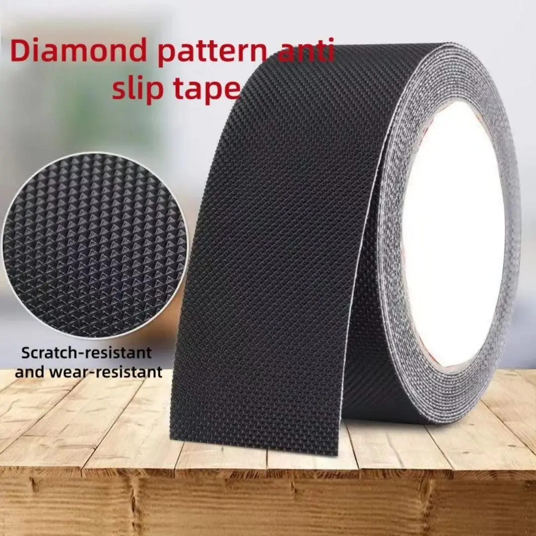 1Roll 5M Black Anti-Slip Bathroom Tape Shower Room Anti-Fall Floor Tile Non-Slip Texture Self-Adhesive Strip Fixing Patch