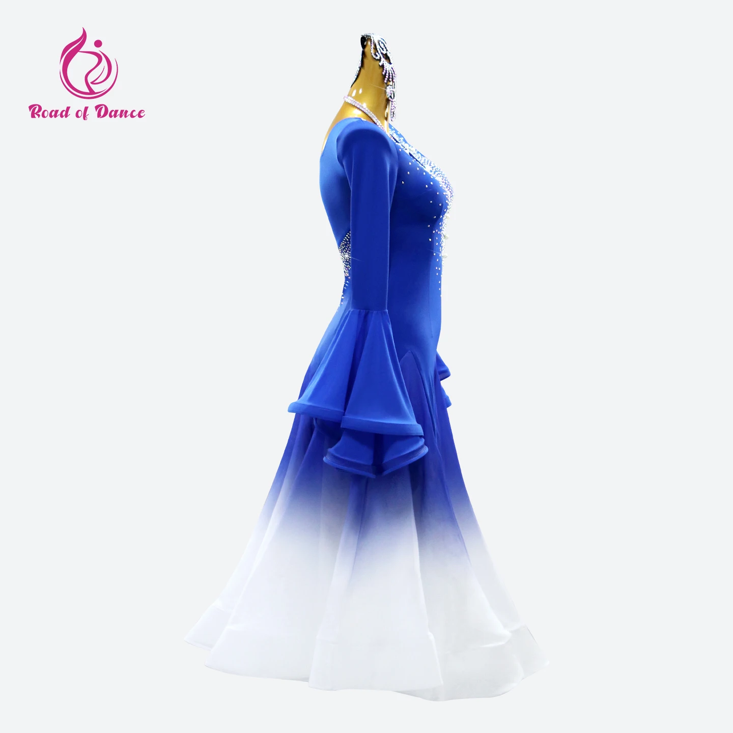 ملابس الرقص النسائية الحديثة فستان رقص الفلامنكو الفتيات ملعب كرنفال الملابس حفل زفاف الفالس زي أنيق المرحلة بدلة طويلة #4