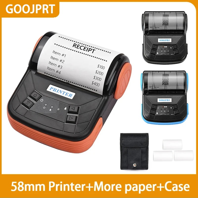 80mm Thermal Printer Portable Mini Receipt Ticket Mobile Pocket Bill Printer Bluetooth Wireless Android Phone PC Mini Printer