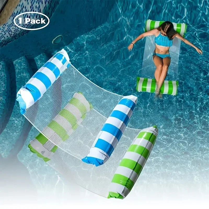 

Swimming Water Sofa Inflatable Hammock Floating Mat for Adults Swimming Pool Loungers Beds Foldable Striped Party Accessories