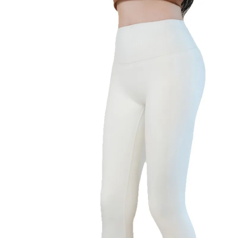 Calças femininas de lã espessada quente de nove polegadas outono/inverno novo estilo de alta elasticidade respirável sem costura outerwear leggings de tubarão