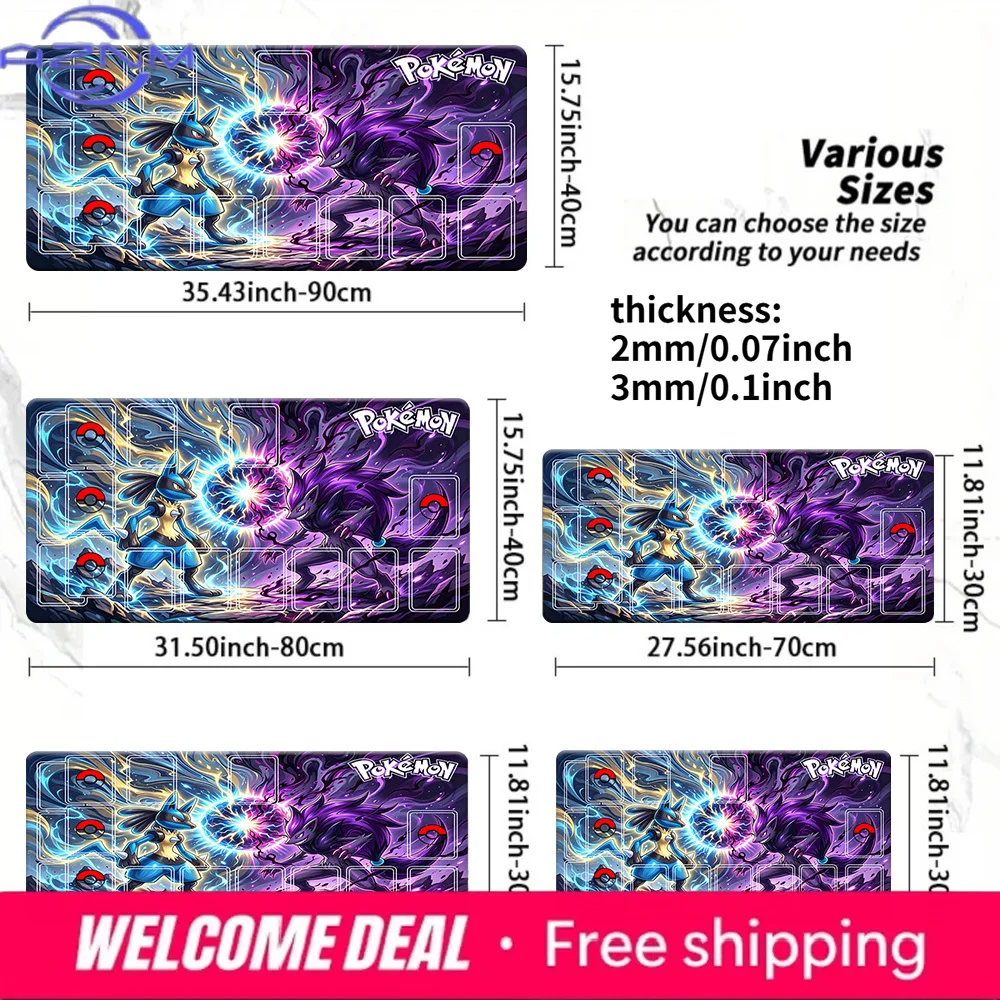 

Lucario vs Ghost Pokemon Battle TCG Playmat Large Extended Non-Slip Gaming Mouse Pad Desk Mat