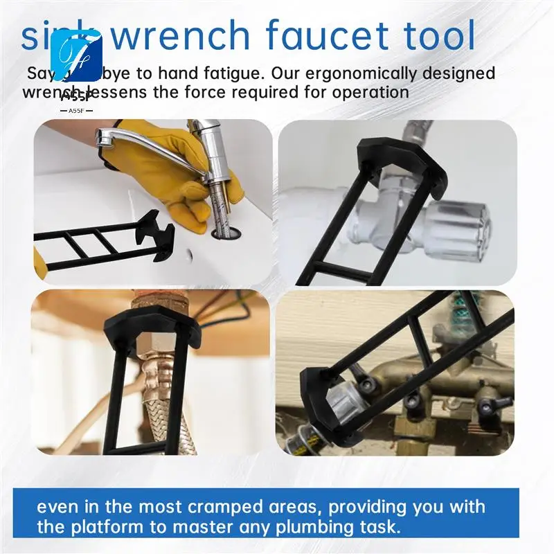 A55F-Universele Gootsteen Wastafel Moersleutel, Gootsteen Moersleutel Kraan Sanitair Gereedschap, Rotatie Hoge Sterkte Onderbak Kraan Moersleutel