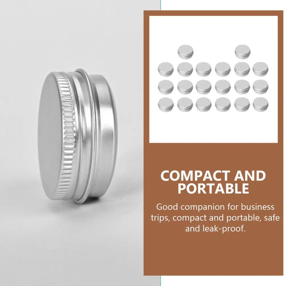 20Pcs Aluminum Screw-Thread Jars Heavy Duty Rustproof Leakproof Cream Paste Storage Tins for Travel Freezer