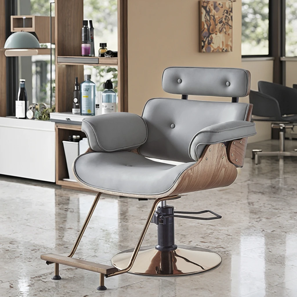 Professional Modern Barber Chair With PU Leather Seat Adjustable Height Metal Base-Comfortable Salon Furniture For Beauty Salons